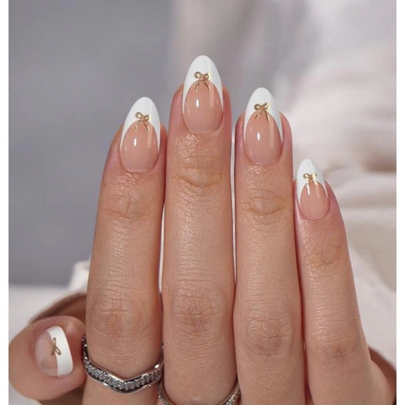 BTArtbox Dinner Star Press On Nails Almond Shape french Gel Look | Soft - Picture 1 of 2